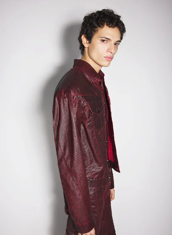 Men's Coats for Autumnburgundy waxed denim jacket