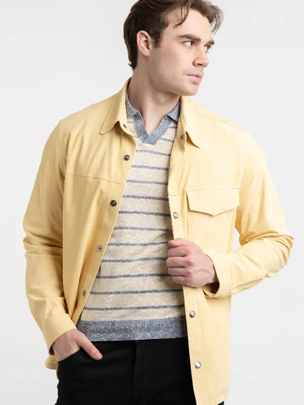 Versatile Men's Pea CoatsYellow Strozzi Leather Suede Jacket