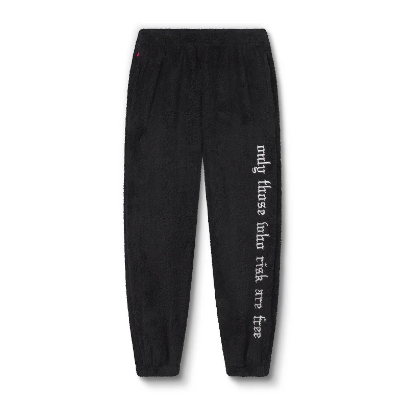 Men's Pants with Shallow Pockets0692. Sherpa Recovery Sweats - Black/White