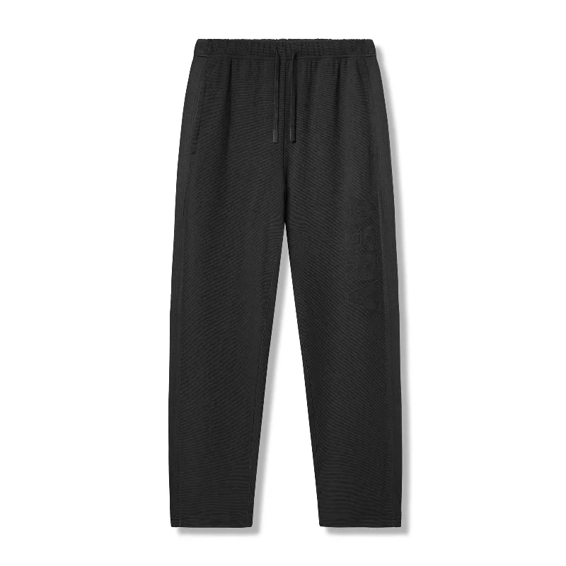 Men's Pants with Side Pockets0957. Waffle Knit Relaxed Sweatpant - Black/Black