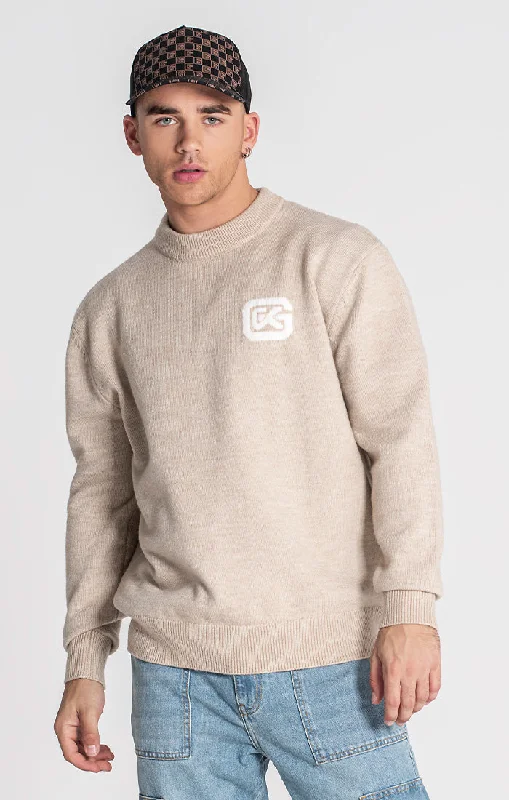 Versatile Everyday Men's SportswearBeige Fluffy Sweater