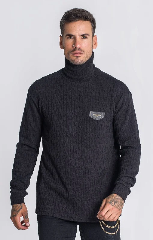 Trendy Men's SportswearBlack Power Turtleneck