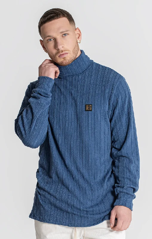 Customizable Men's SportswearBlue Cosy Turtleneck