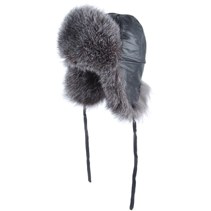 Silver Fox Fur Aviator Hat