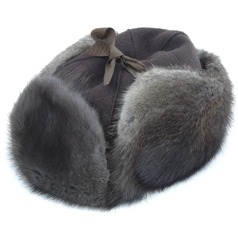 Natural Black Muskrat Mountie Fur Hat