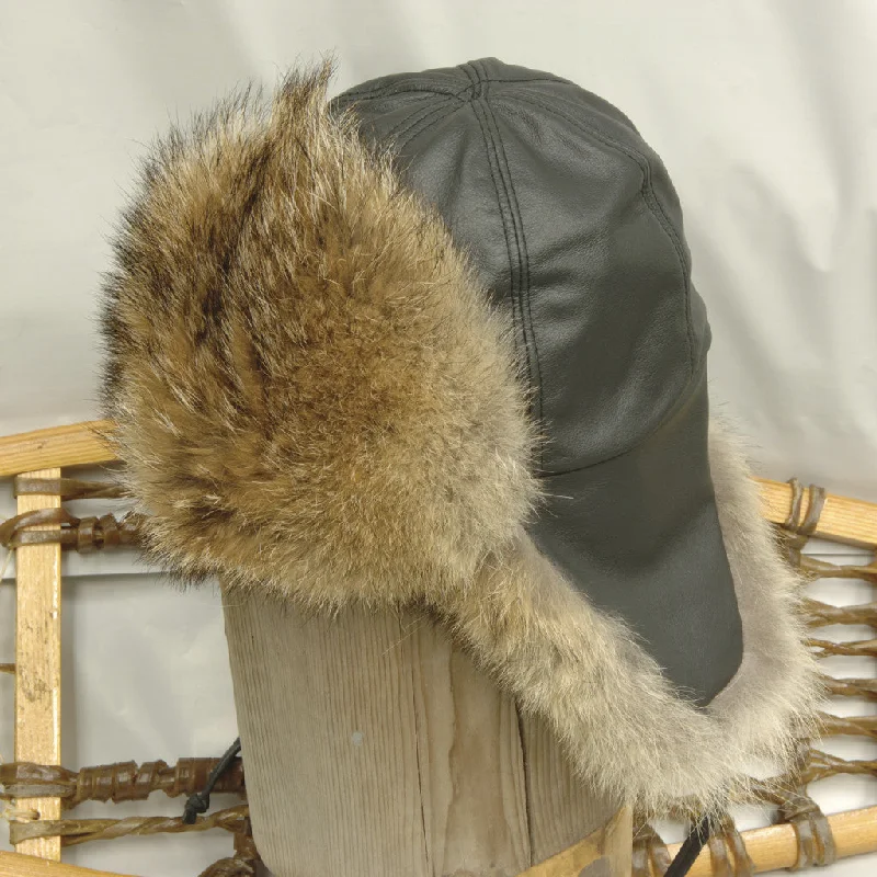 Coyote Leather Aviator Fur Hat