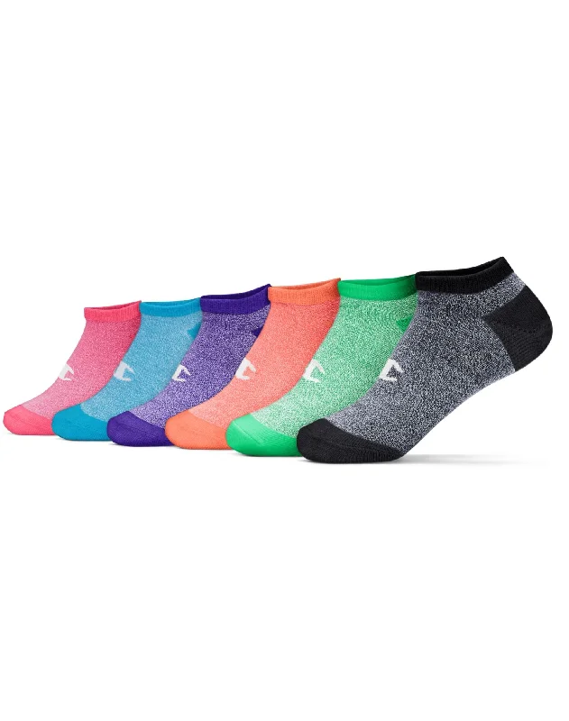 Champion Women`s Flat Knit 6-Pack No-Show Socks