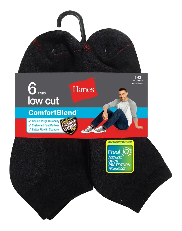 Hanes Mens FreshIQ Comfort Toe 6-Pack Low Cut Socks