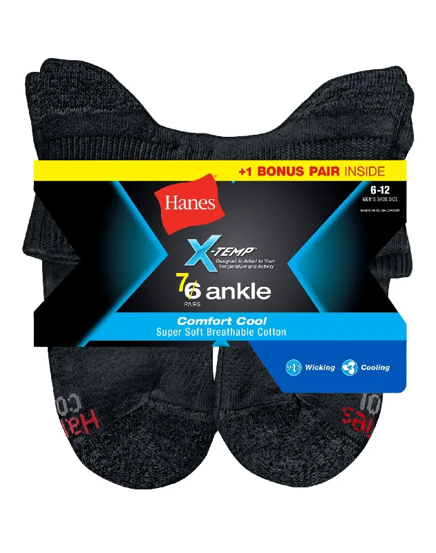 Hanes Men`s X-Temp Comfort Cool 7-Pack Ankle Socks