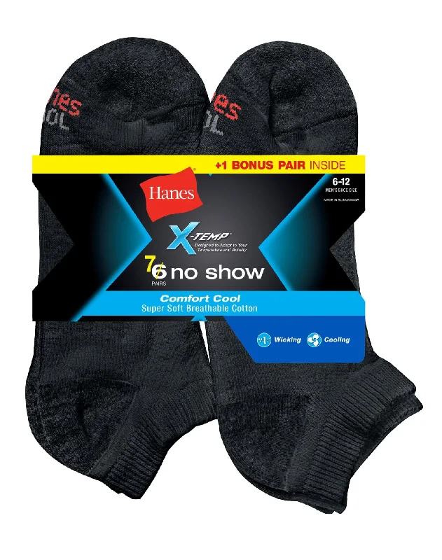 Hanes Men`s X-Temp Comfort Cool 7-Pack No-Show Socks