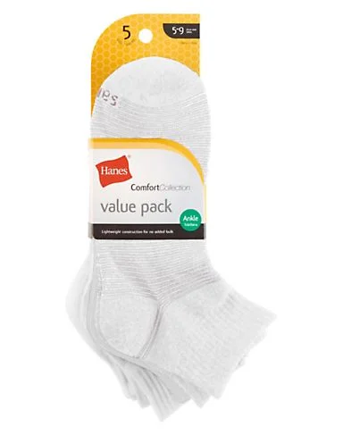 Hanes Women`s Comfort Collection Ankle Socks 5-Pack