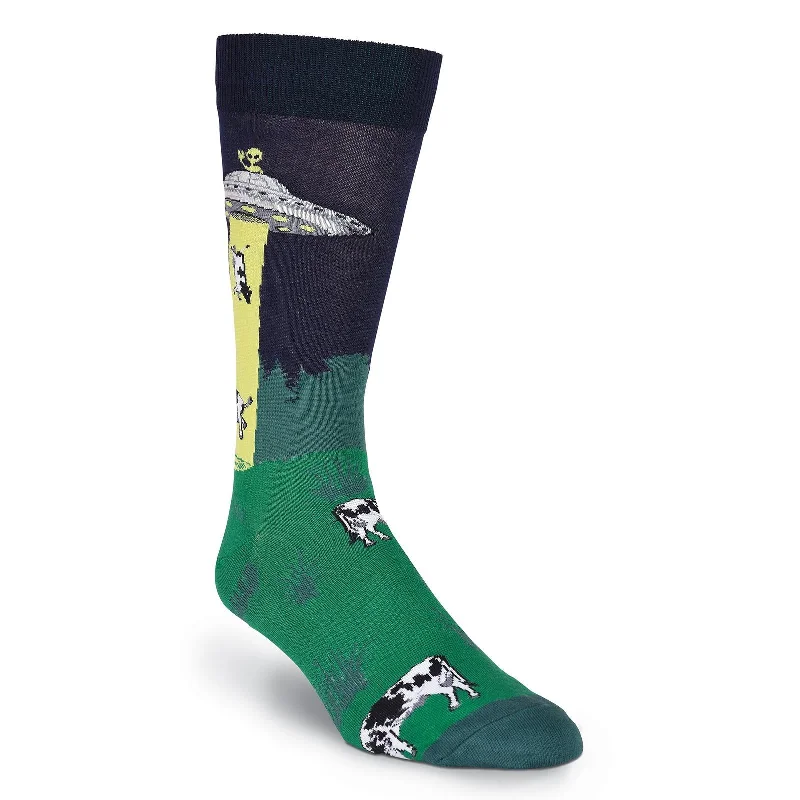 K. Bell Mens UFO Abduction Crew Socks