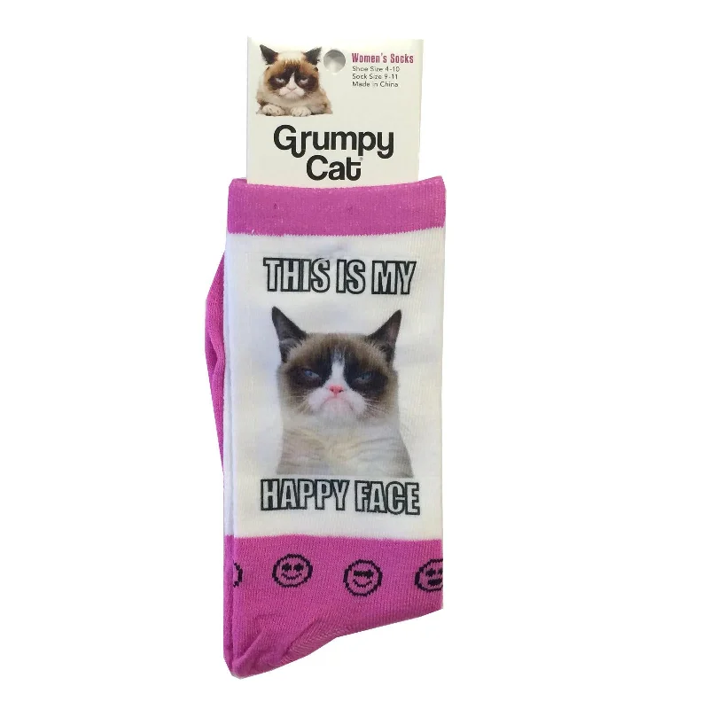 K. Bell Women`s Crew Socks Grumpy Cat