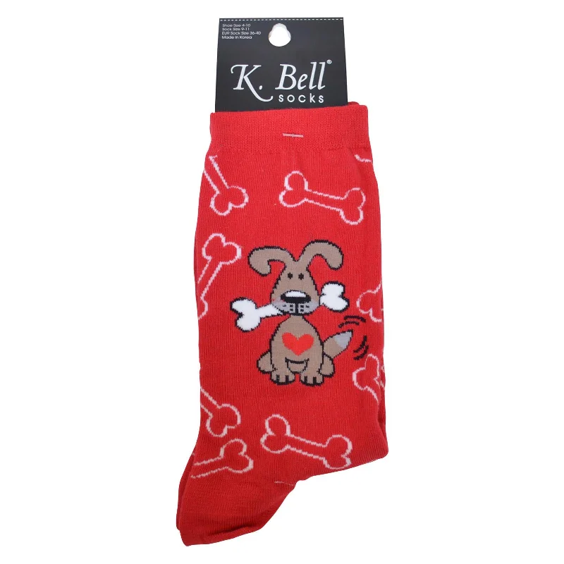 K. Bell Womens Dog with Bones Crew Socks