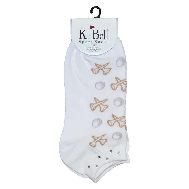 K. Bell Womens First Cut Footie w/Rhinestone Cuff Socks