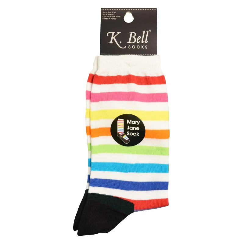 K. Bell Womens Mary Jane Striped Socks