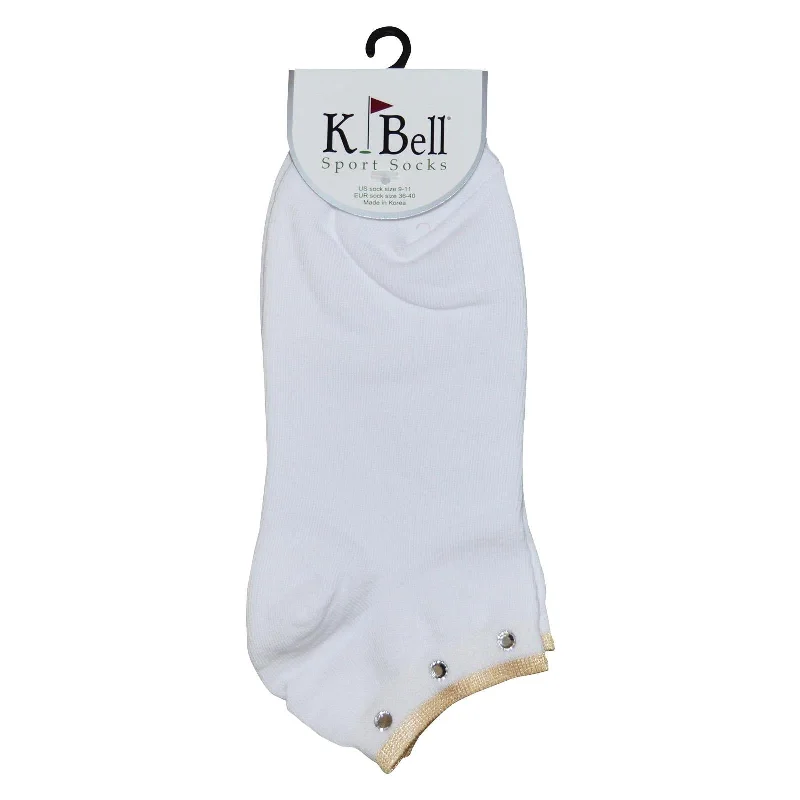 K. Bell Womens Rhinestone with Metallic Tipping Footie Socks